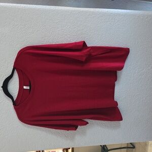 Dokotoo Oversized Soft Basic Tee – Red Dahlia | Large